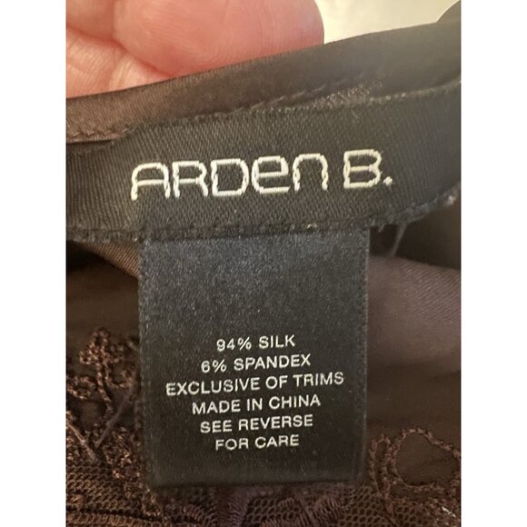 Vintage Y2K Arden B brown silk stretch babydoll camisole beaded embroidered L - Picture 5 of 10